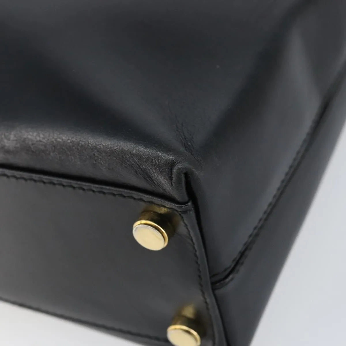 Salvatore Ferragamo Gancini Convertible Top Handle Leather Black Leather Handbag (Pre-Owned)
