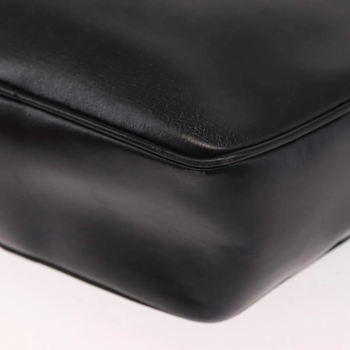 Celine Vintage Circle Logo Leather Black Leather Shoulder Bag Bag (Pre-Owned)