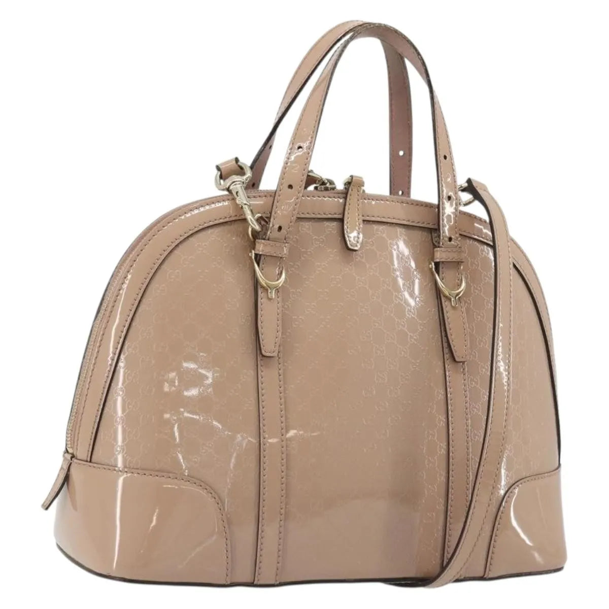 Gucci Nice Top Handle Microguccissima Patent Beige Patent_Leather Handbag (Pre-Owned)