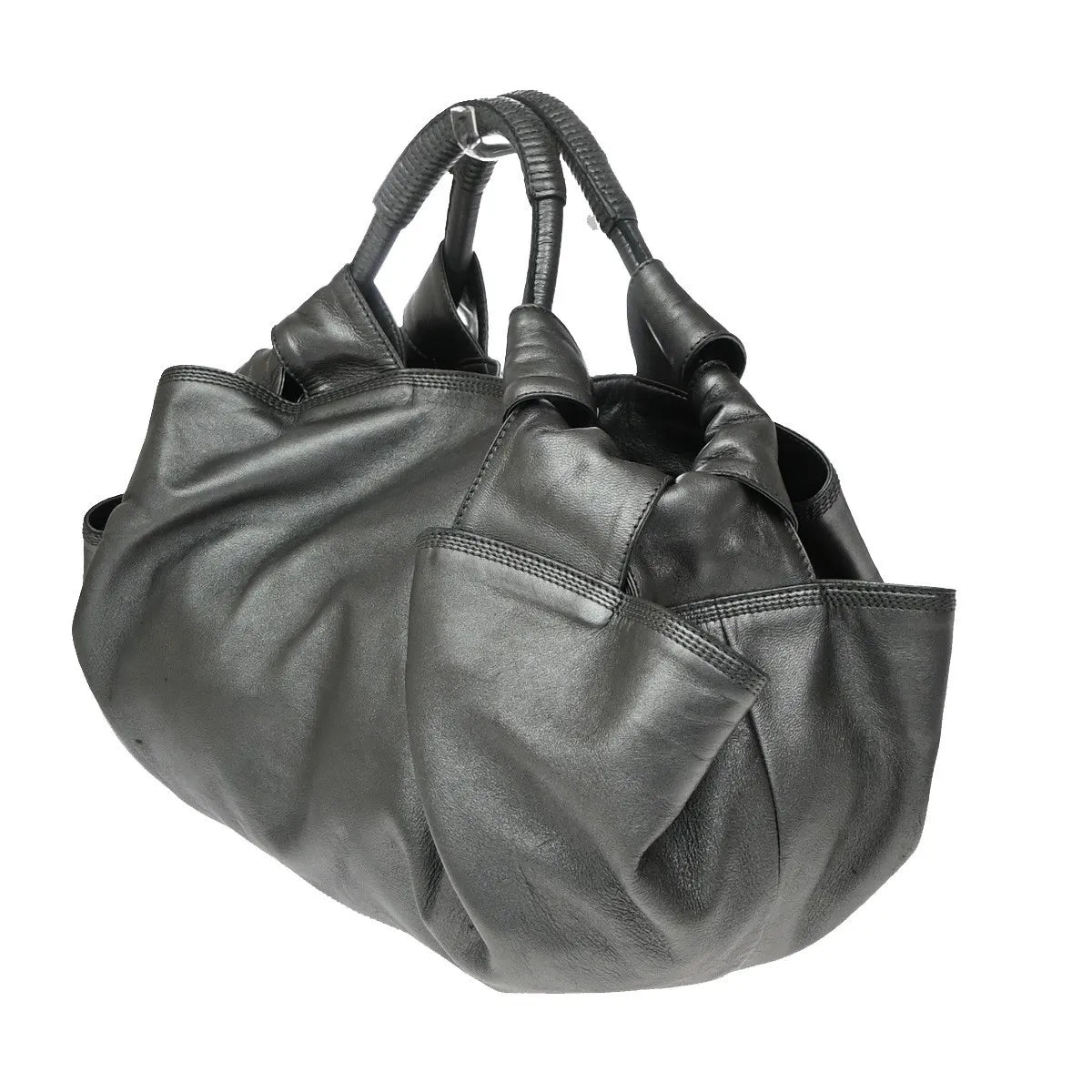 Loewe Anagram Logo Nappa Aire Hand Leather Gray Leather Handbag (Pre-Owned)