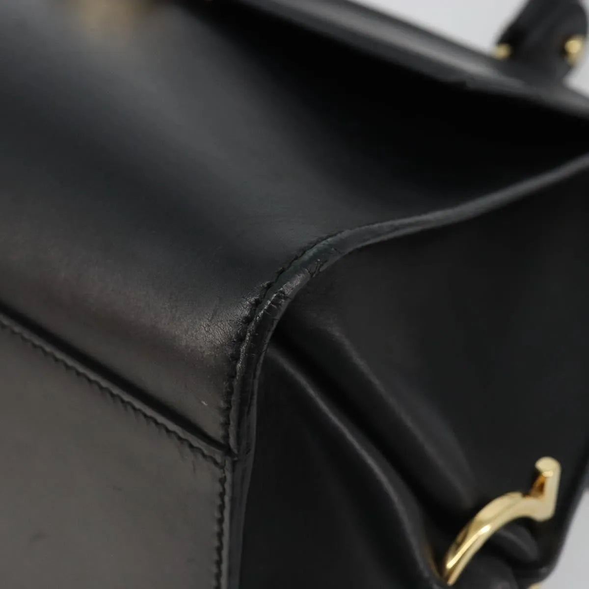 Salvatore Ferragamo Sofia Satchel Smooth Leather Black Leather Handbag (Pre-Owned)
