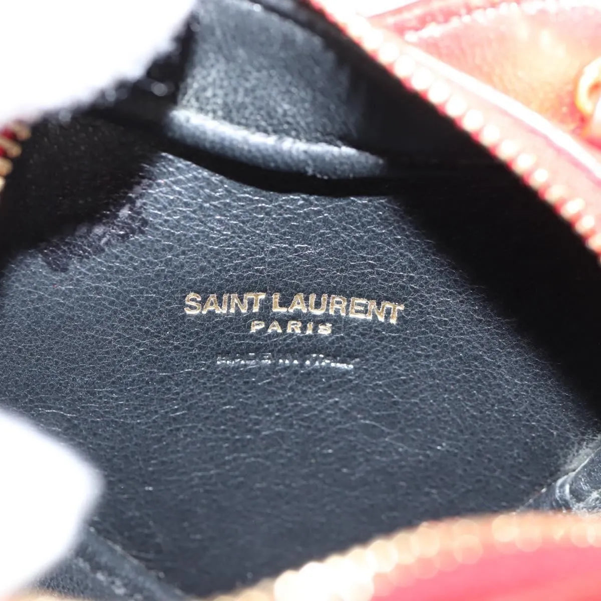 Saint Laurent Love Heart Chain Bag Leather Red_Gold Leather Wallets Accessory (Pre-Owned)