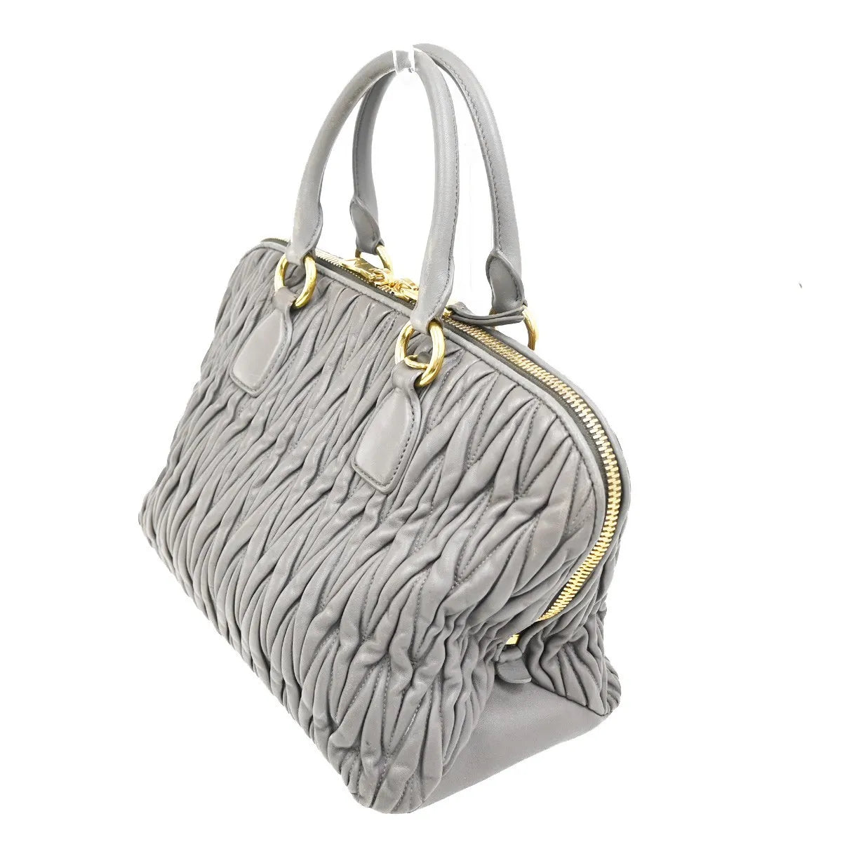 Miu Miu Madras Bowler Matelasse Leather Purple Leather Handbag (Pre-Owned)