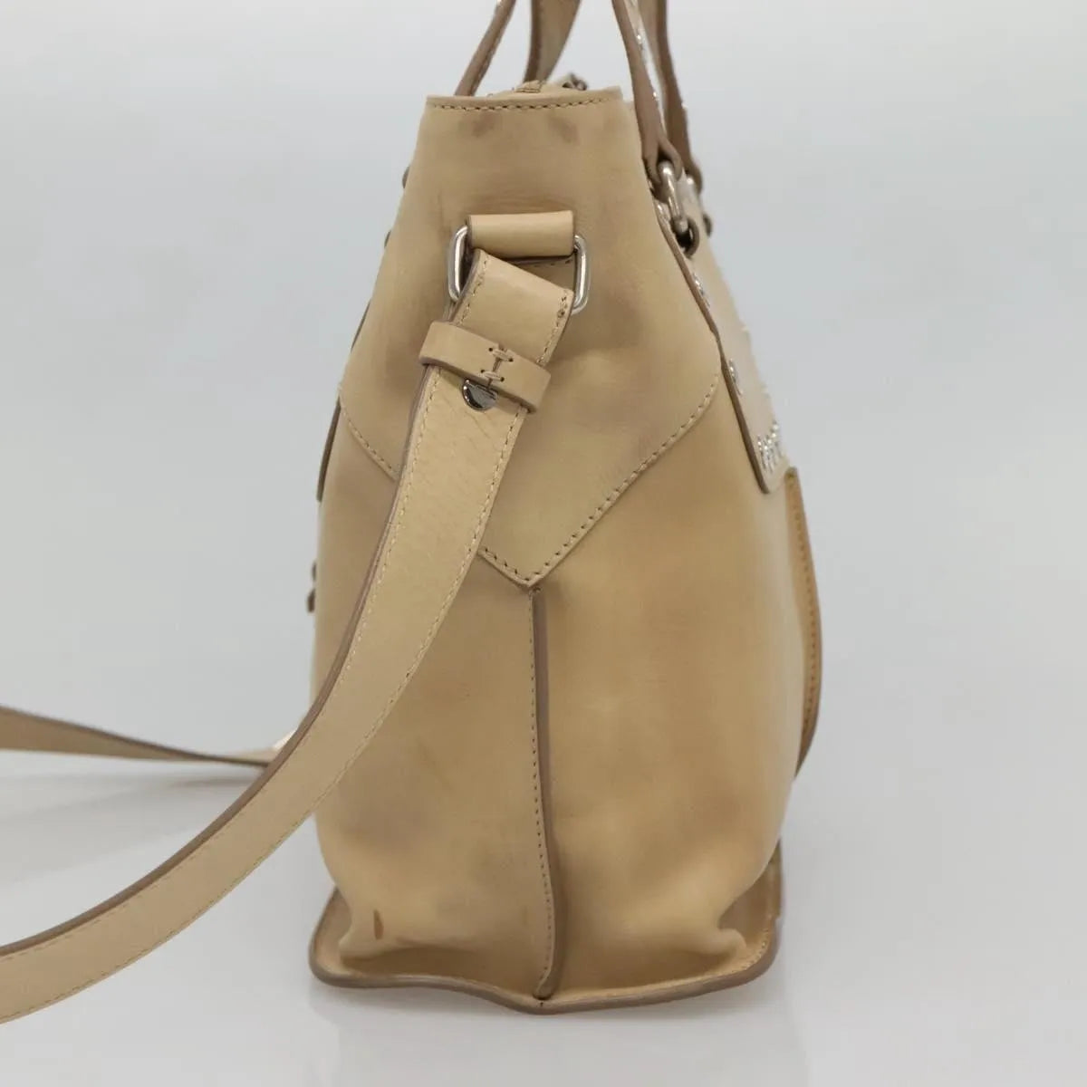 Celine Vintage Leather Beige Leather Handbag (Pre-Owned)