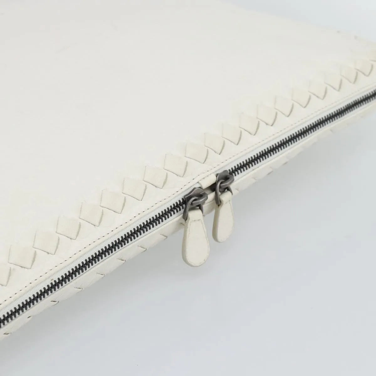 Bottega Veneta Belted Tote Intrecciato Nappa White Leather Tote Bag Bag (Pre-Owned)