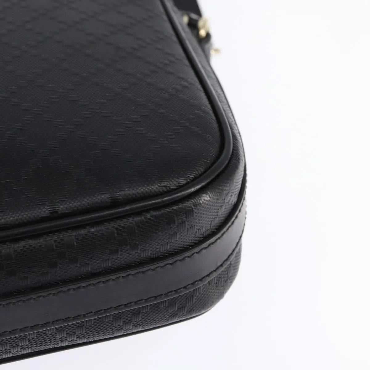 Gucci Bright Convertible Diamante Leather Black Leather Briefcase Bag (Pre-Owned)