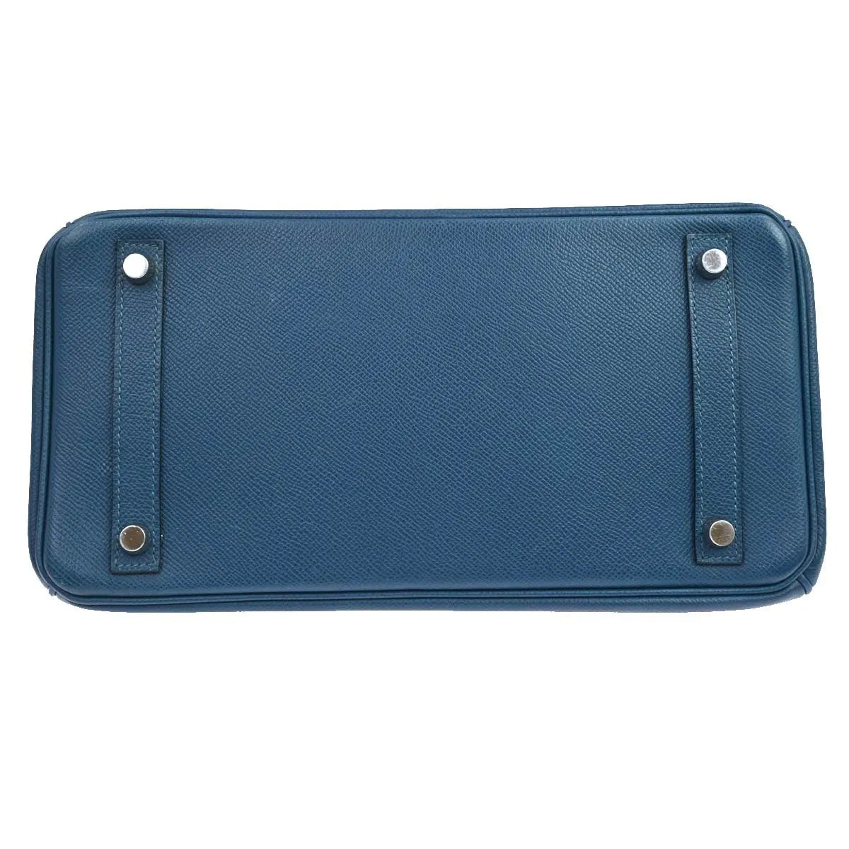 Hermes Birkin Blue Togo With Palladium Hardware Blue Leather Handbag (Pre-Owned)
