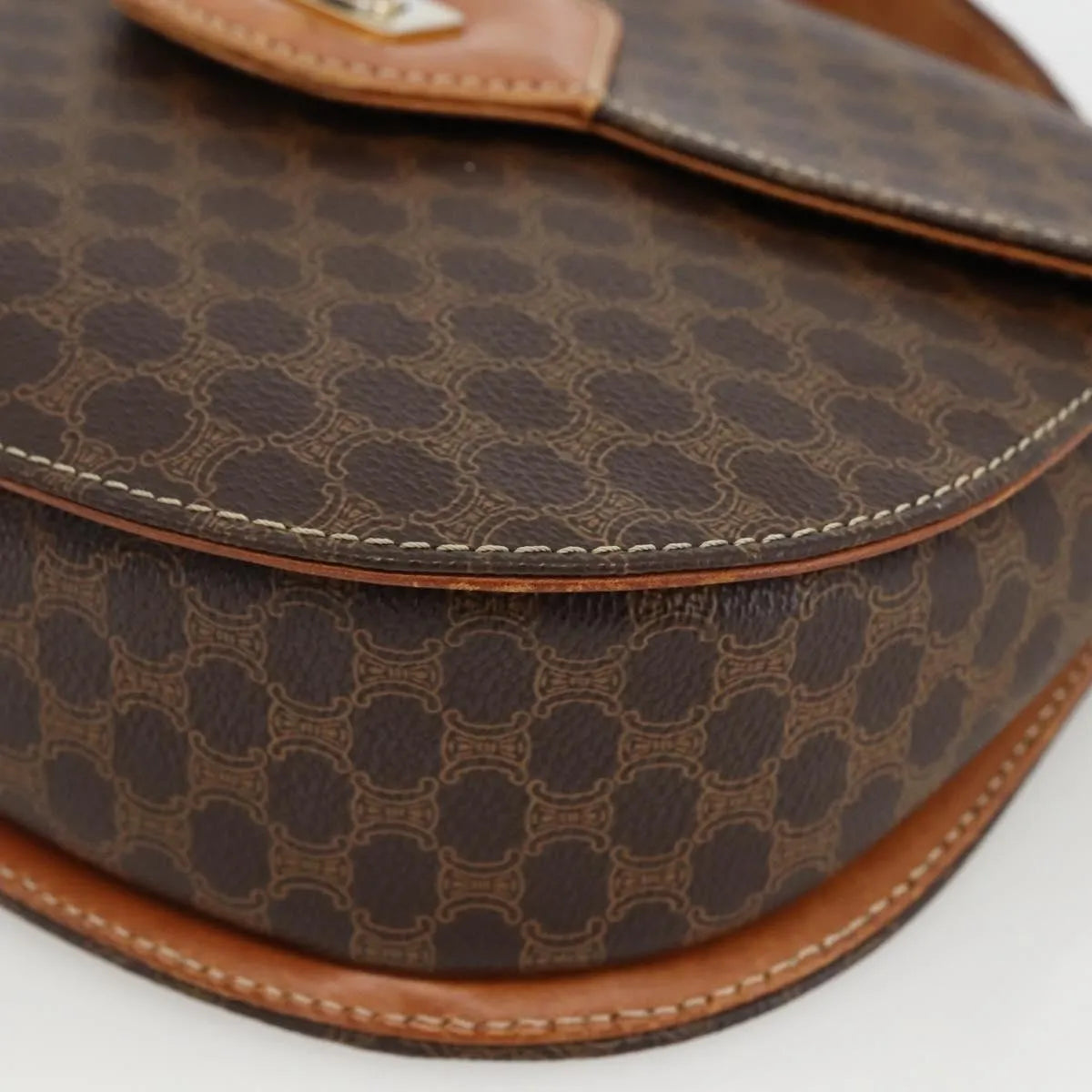 Celine Vintage Macadam Canvas And Leather Brown Canvas Handbag (Pre-Owned)