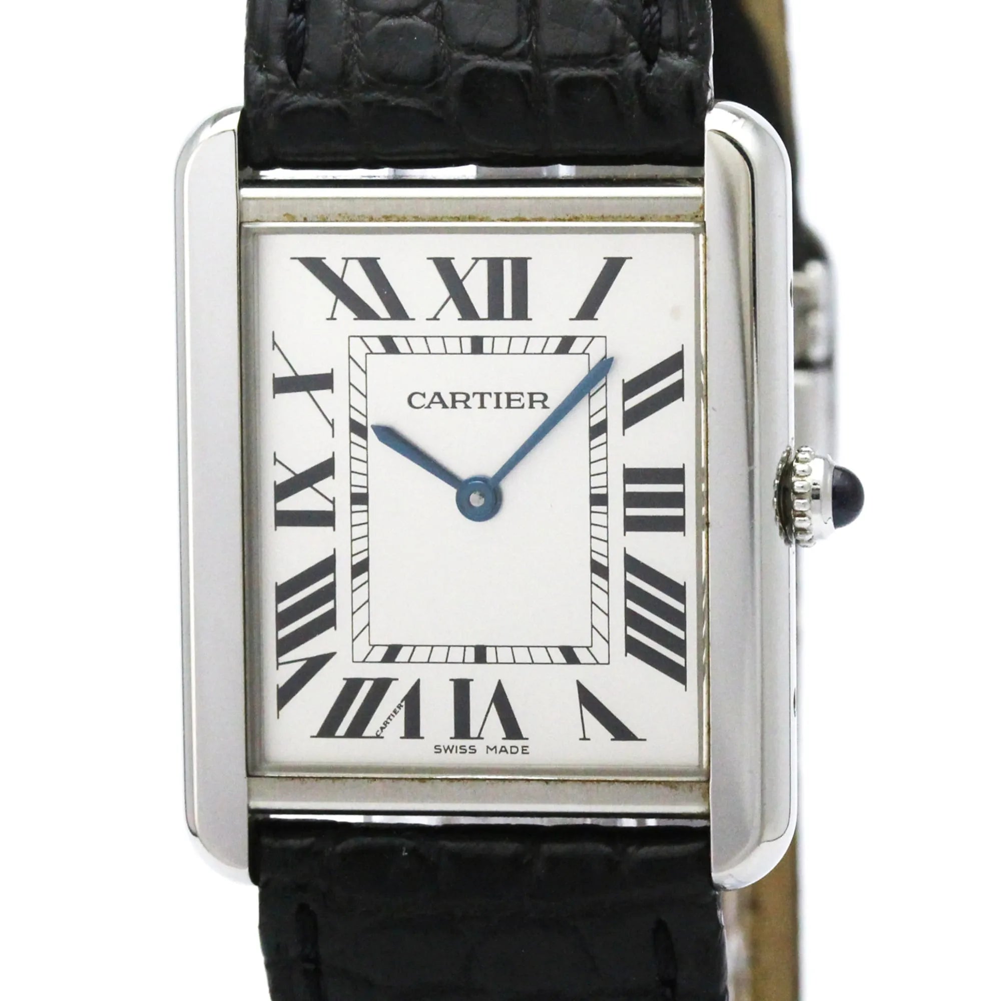 Cartier Tank Solo Quartz Stainless Steel And Leather Watch (Pre-Owned)