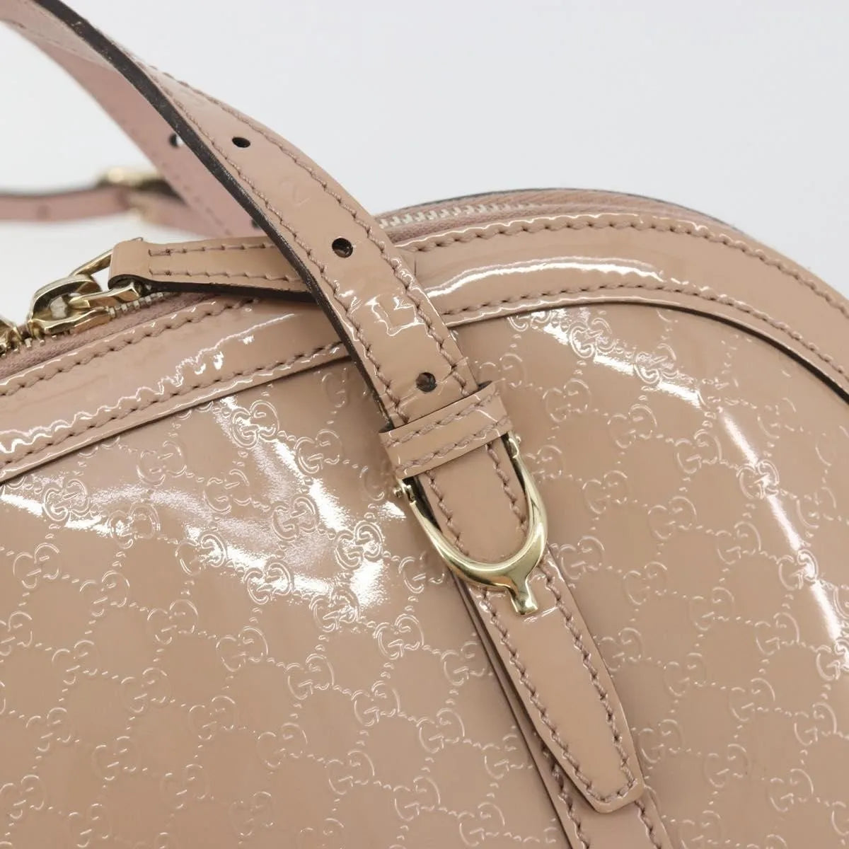 Gucci Nice Top Handle Microguccissima Patent Beige Patent_Leather Handbag (Pre-Owned)