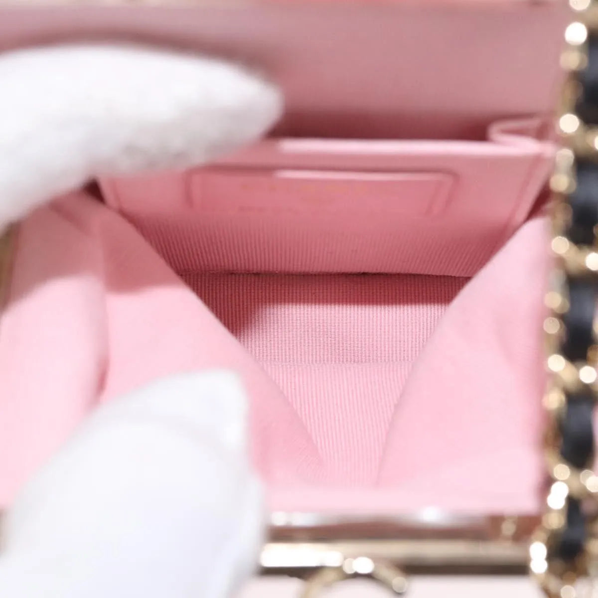 Chanel Cc Frame Clutch With Chain Quilted Lambskin And Plexiglass Black Leather Clutche & Pouche Bag (Pre-Owned)