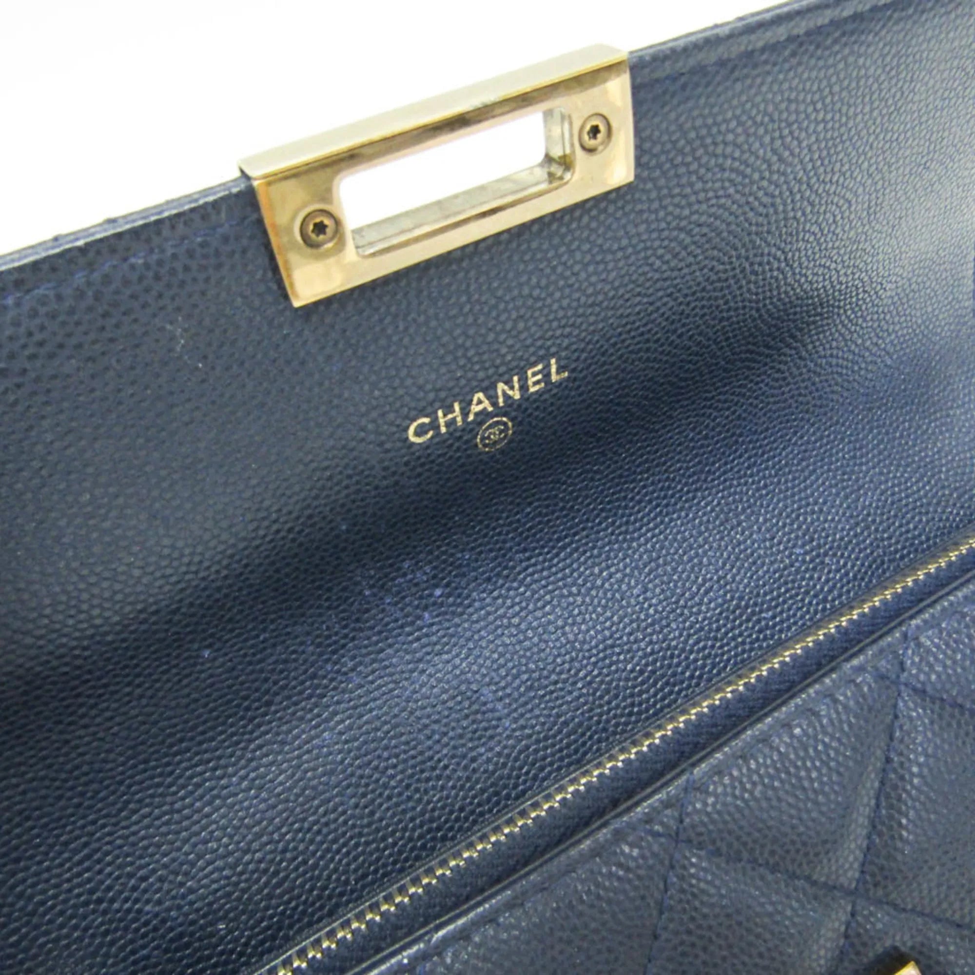 Chanel Matelasse Zippy Cc Navy Calfskin Wallets Accessory (Pre-Owned)