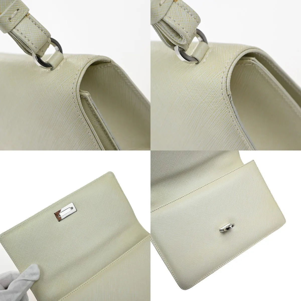Salvatore Ferragamo Gancini Leather White Leather Shoulder Bag Bag (Pre-Owned)