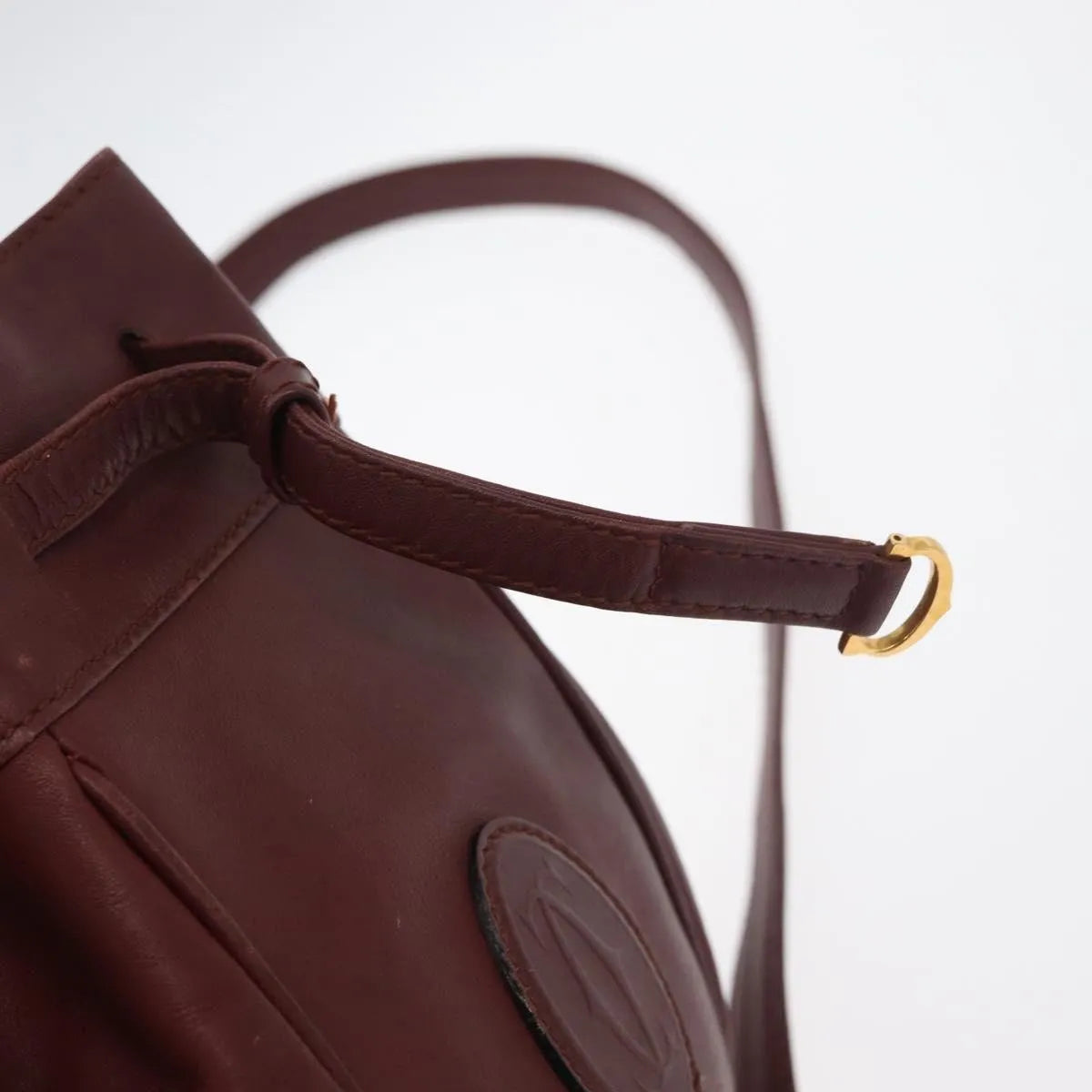 Cartier Must De Cartier Leather Burgundy Leather Shoulder Bag Bag (Pre-Owned)