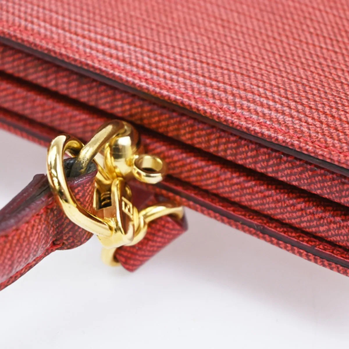 Fendi Vintage Top Handle Leather Red Leather Tote Bag Bag (Pre-Owned)