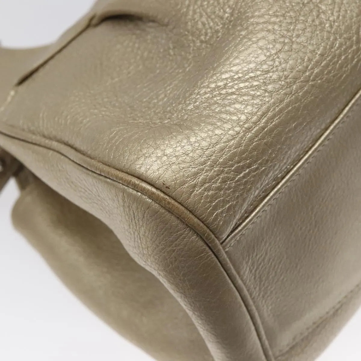 Salvatore Ferragamo Gancini Zip Tote Leather Gold Leather Handbag (Pre-Owned)