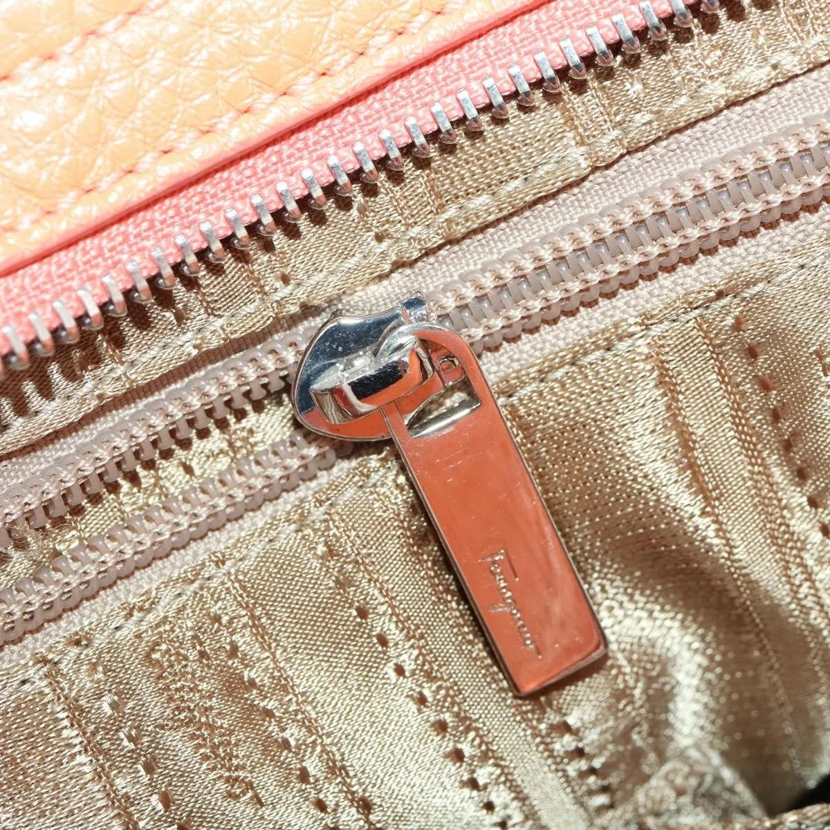 Salvatore Ferragamo Sofia Satchel Grainy Leather Orange Leather Handbag (Pre-Owned)