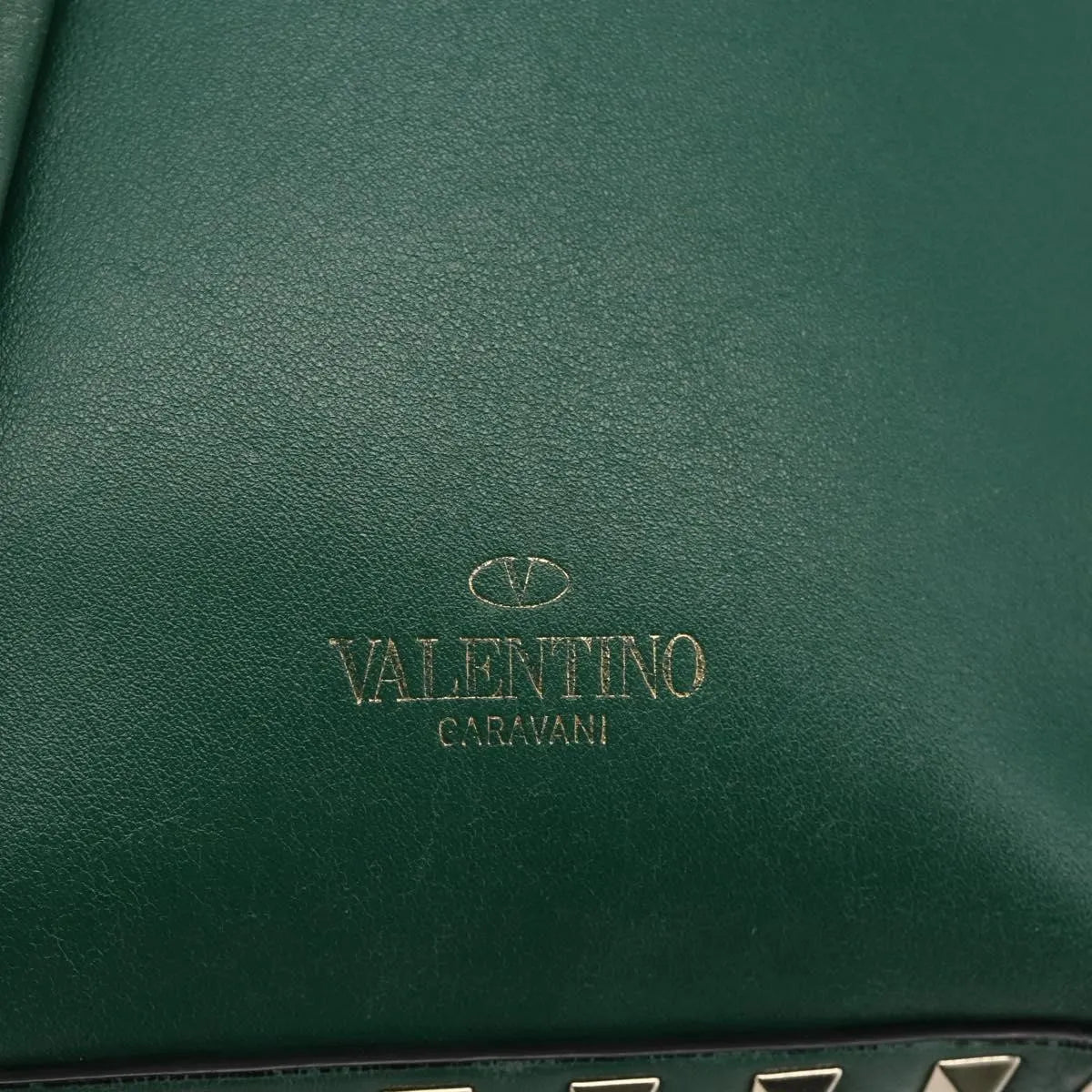 Valentino Garavani Rockstud Leather Green Leather Backpack Bag (Pre-Owned)
