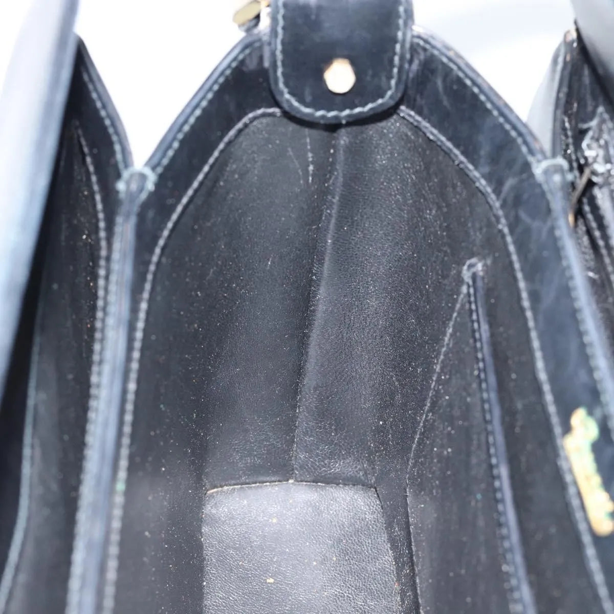 Gucci Vintage Convertible Box Leather Black Leather Handbag (Pre-Owned)