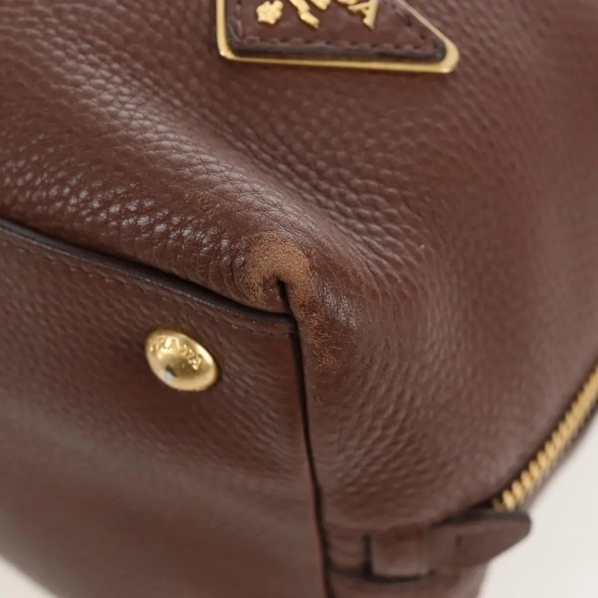 Prada Side Zip Hobo Soft Calf Brown Leather Shoulder Bag Bag (Pre-Owned)