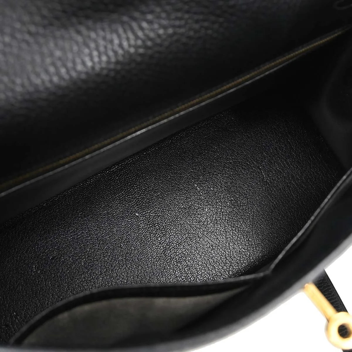 Hermes Kelly Handbag Black Ardennes With Gold Hardware Black Leather Handbag (Pre-Owned)