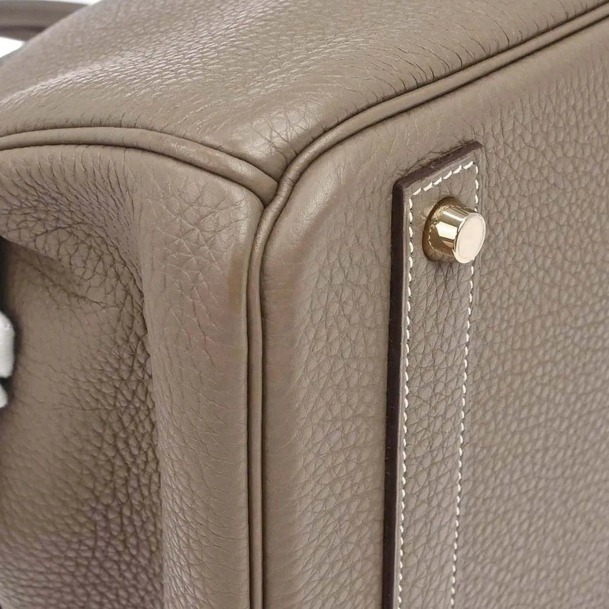 Hermes Birkin Etoupe Togo With Gold Hardware Gray Calfskin Handbag (Pre-Owned)