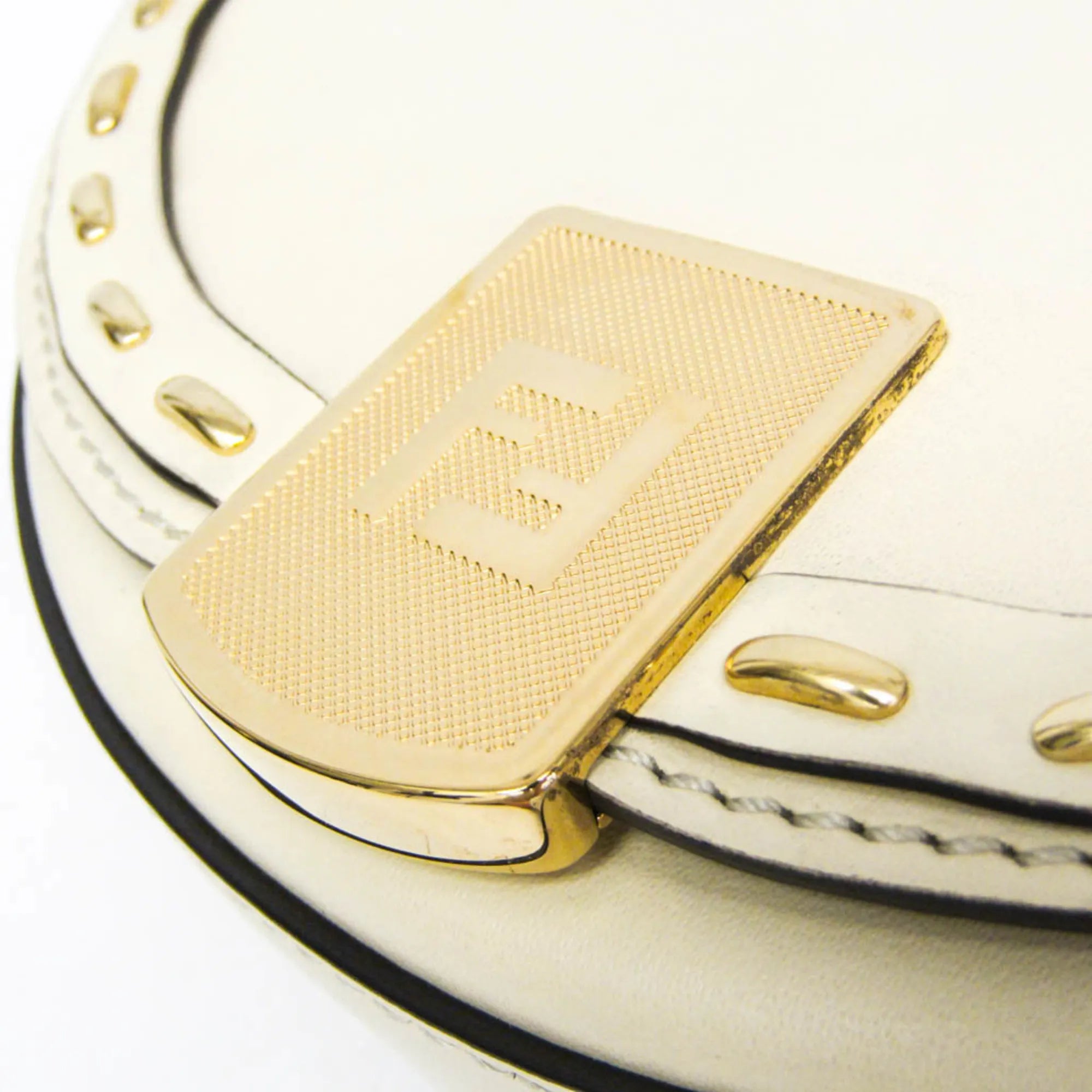 Fendi Moonlight Flap Leather With Plexiglass Detail White Leather Shoulder Bag Bag (Pre-Owned)