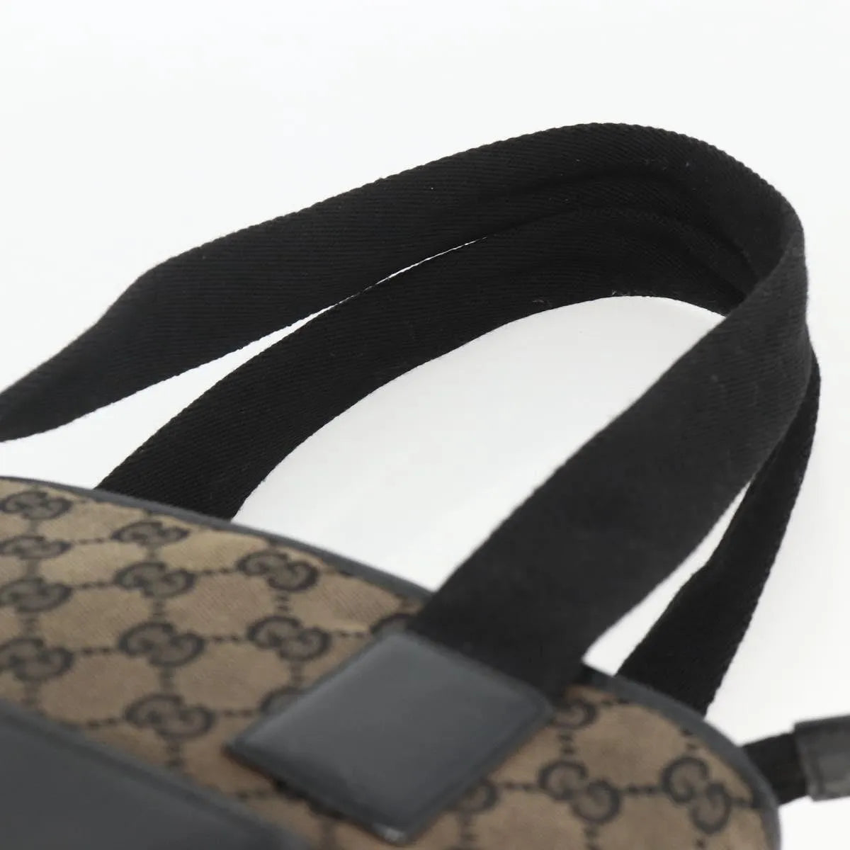 Gucci Vintage Front Pocket Tote Gg Coated Canvas With Leather Black Canvas Tote Bag Bag (Pre-Owned)