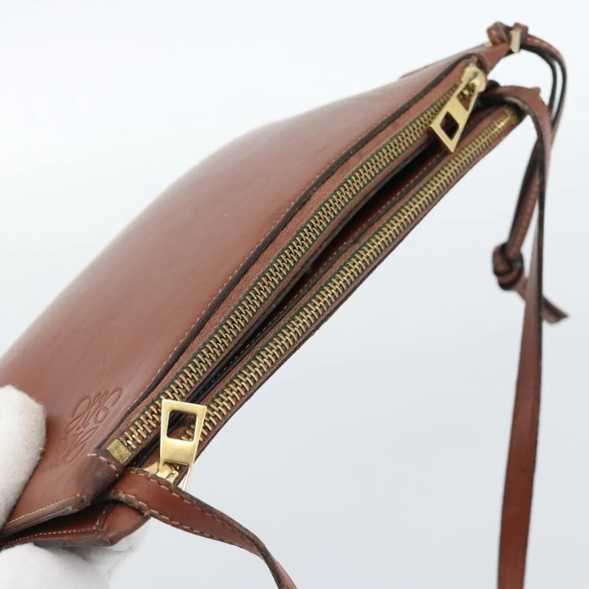 Loewe Gate Double Zip Leather Brown Leather Shoulder Bag Bag (Pre-Owned)
