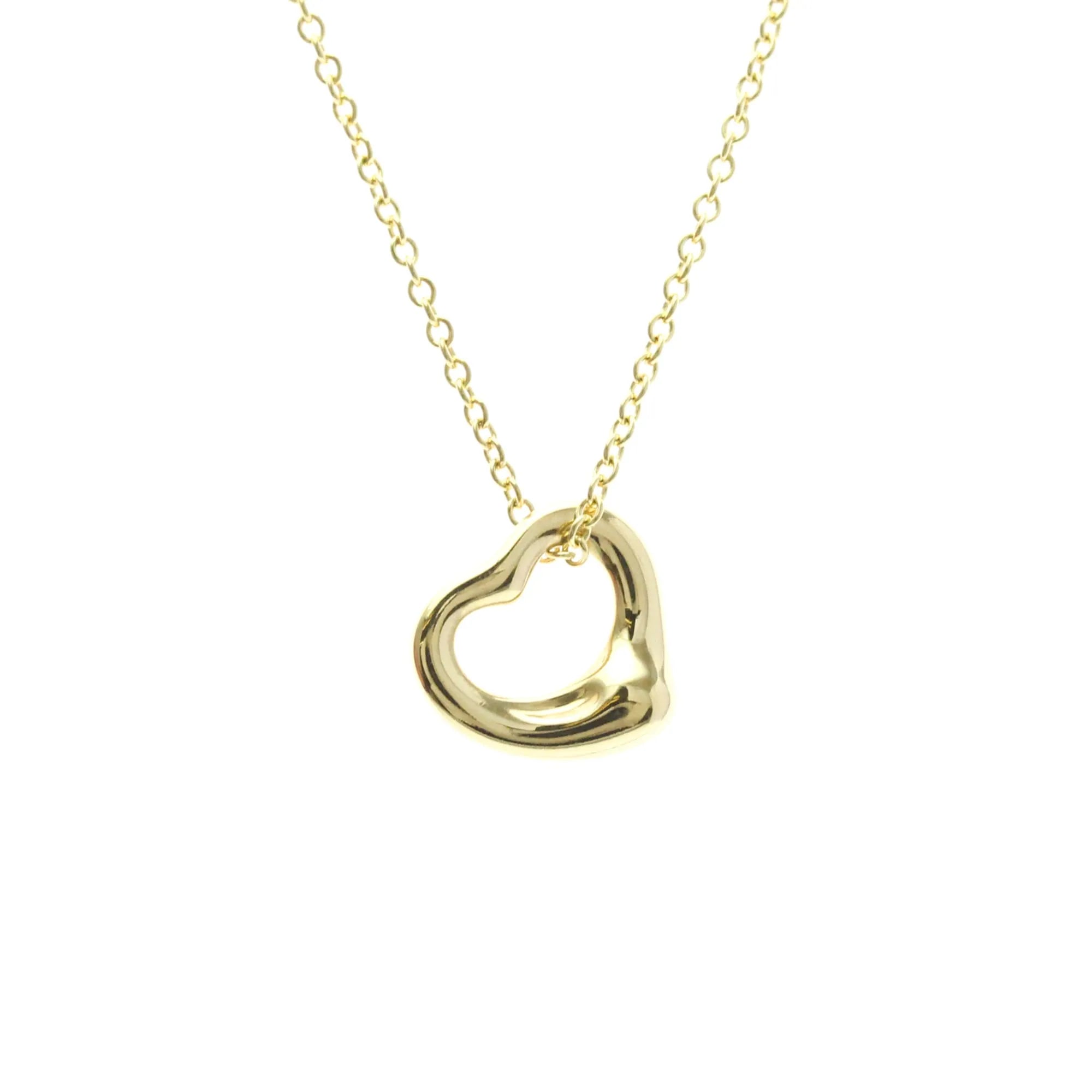 Tiffany & Co. Elsa Peretti Open Heart Pendant 18K Yellow Gold Gold Yellow_Gold Necklace Jewelry (Pre-Owned)