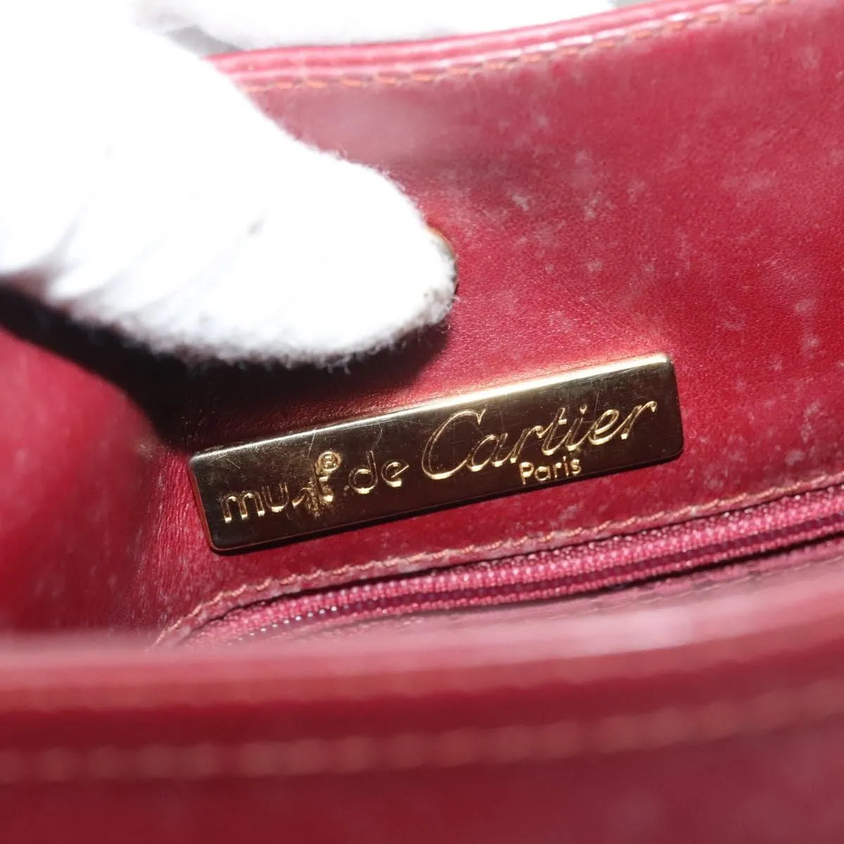 Cartier Vintage Must De Cartier Leather Burgundy Leather Shoulder Bag Bag (Pre-Owned)