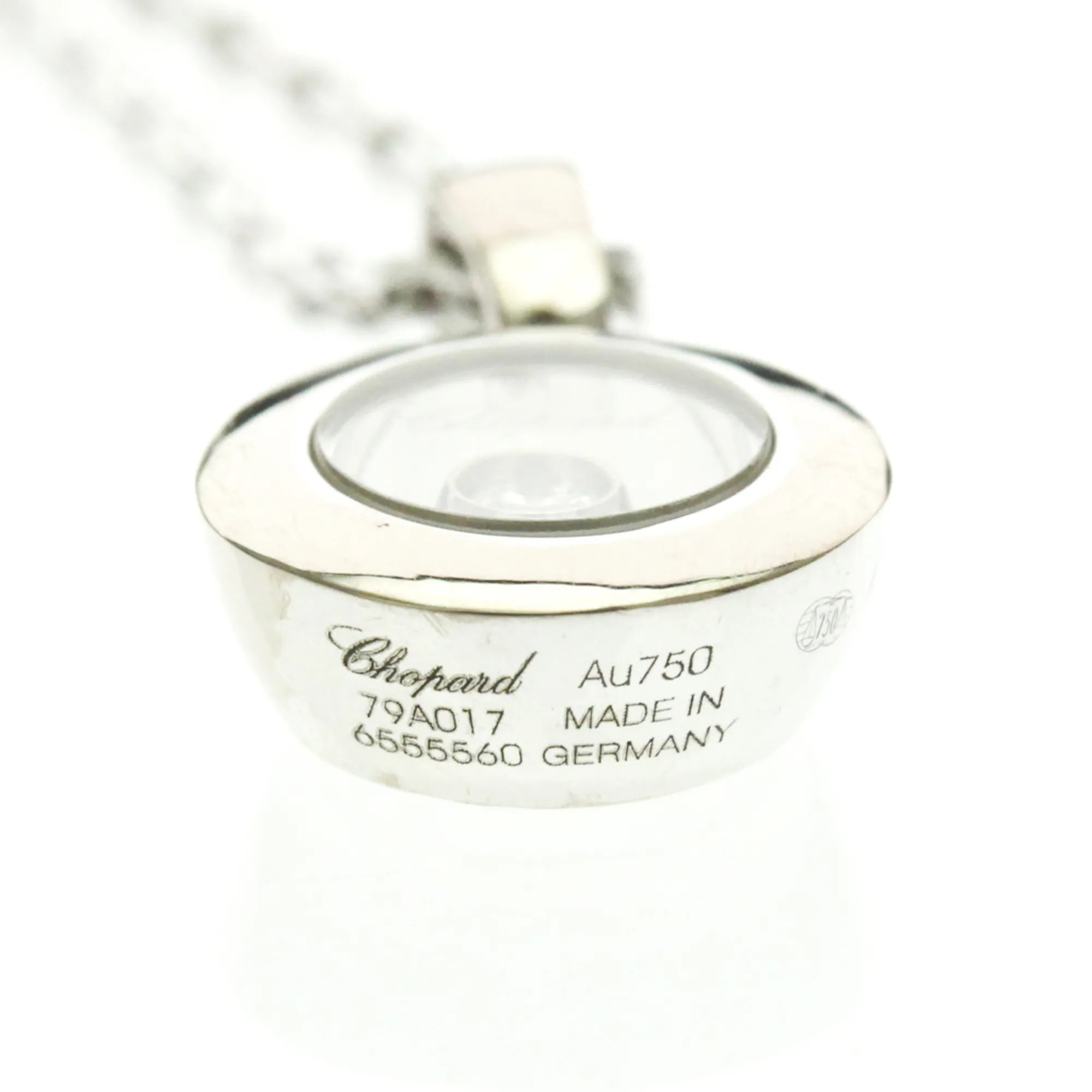 Chopard Happy Diamonds Round Pendant 18K White Gold With 1 Floating Diamond Silver White_Gold Necklace Jewelry (Pre-Owned)