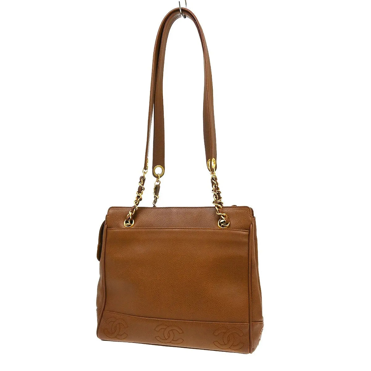 Chanel Vintage Stitched Cc Caviar Brown Leather Shoulder Bag Bag (Pre-Owned)