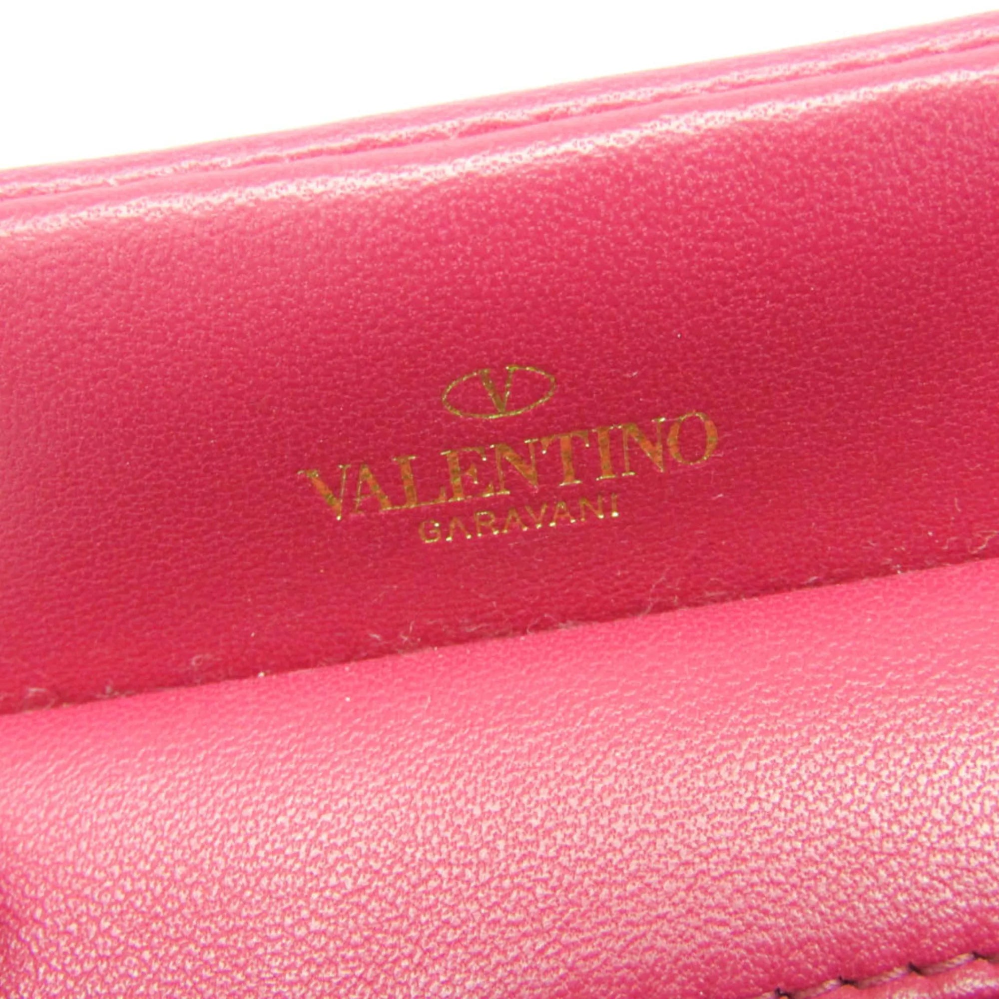 Valentino Garavani One Stud Top Handle Leather Pink Leather Handbag (Pre-Owned)
