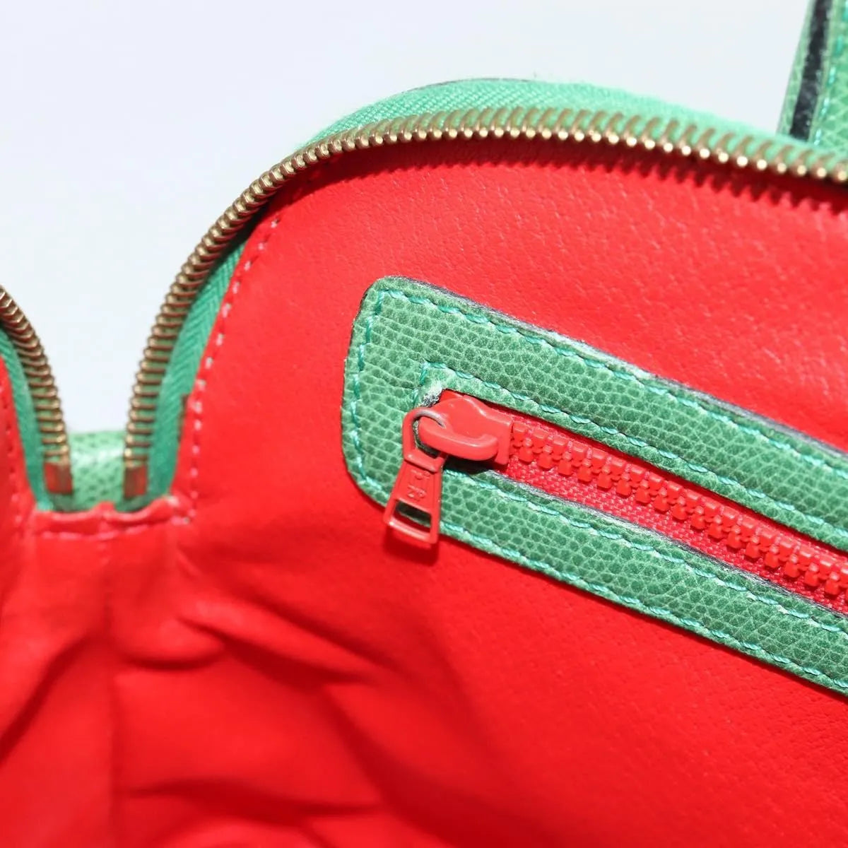Celine Vintage Convertible Bowler Leather Green Leather Handbag (Pre-Owned)