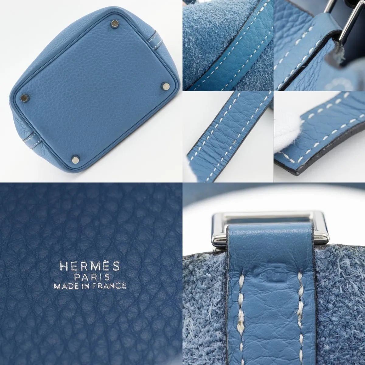 Hermes Picotin Lock Clemence Blue Leather Handbag (Pre-Owned)