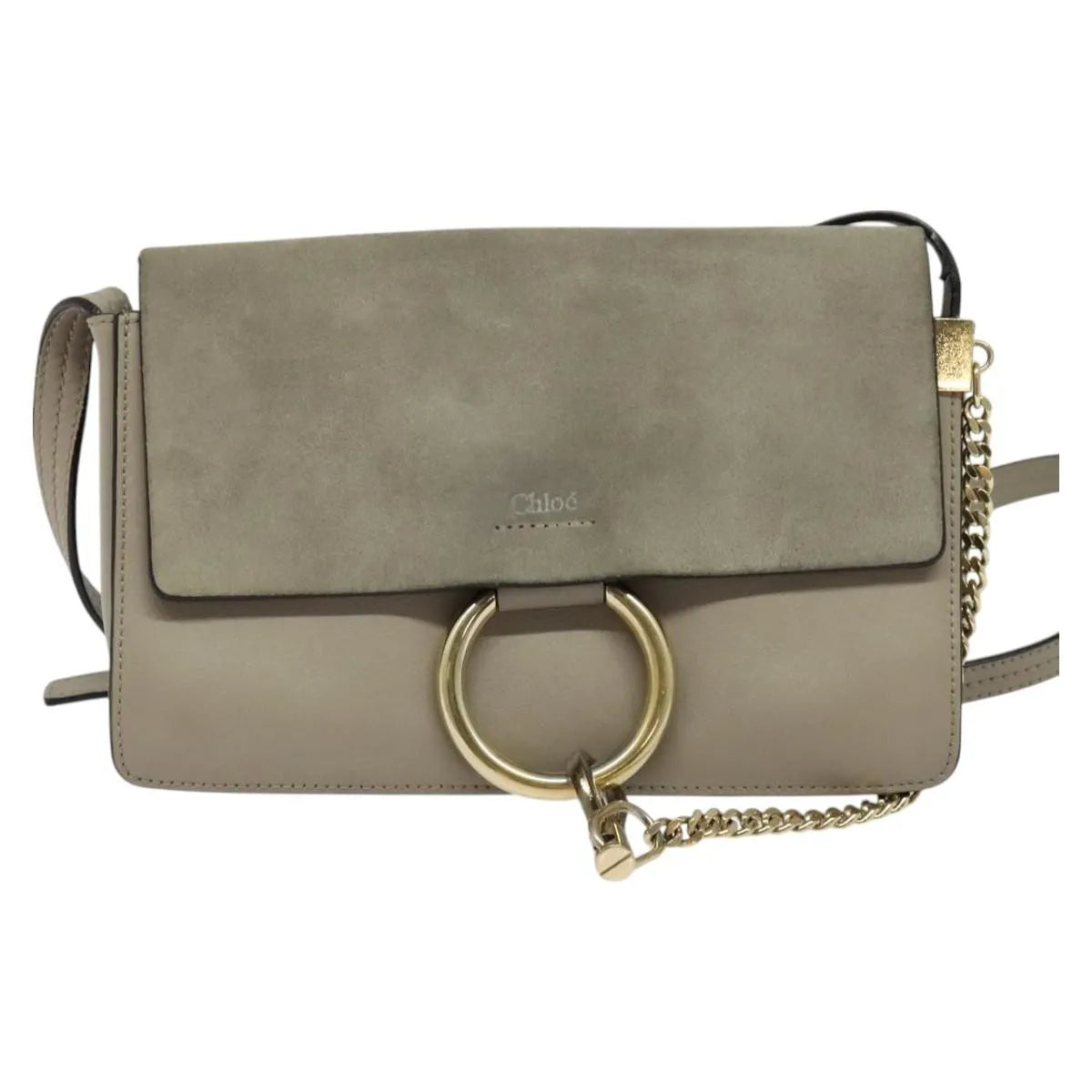 Chloe Faye Shoulder Bag Leather And Suede Beige Leather Shoulder Bag Bag (Pre-Owned)