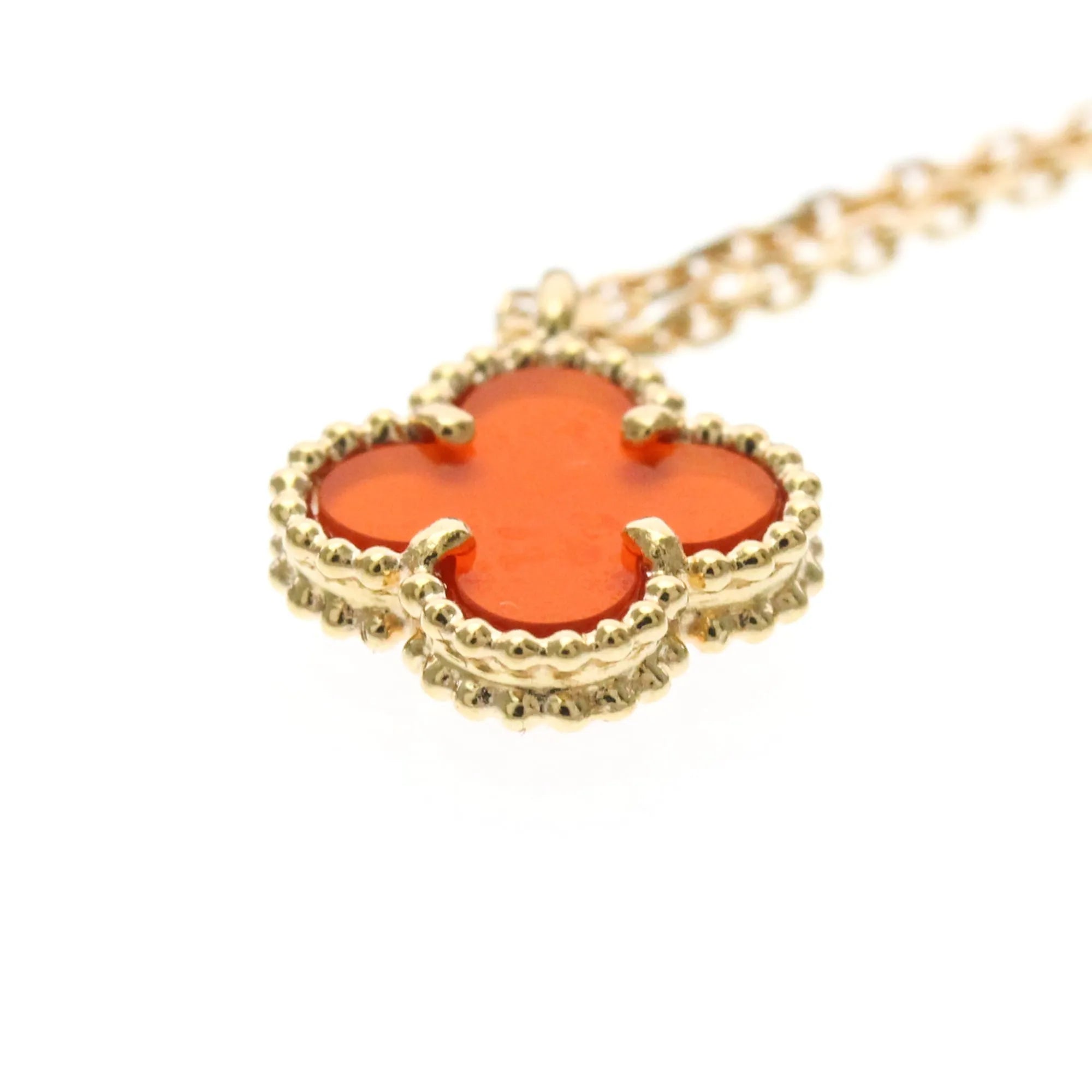 Van Cleef & Arpels Sweet Alhambra Pendant 18K Rose Gold And Carnelian Gold Pink_Gold Necklace Jewelry (Pre-Owned)