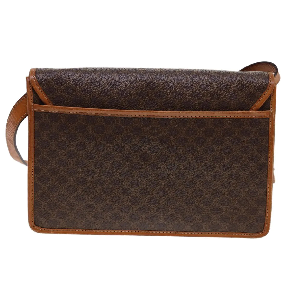 Celine Vintage Macadam Canvas And Leather Brown Canvas Shoulder Bag Bag (Pre-Owned)