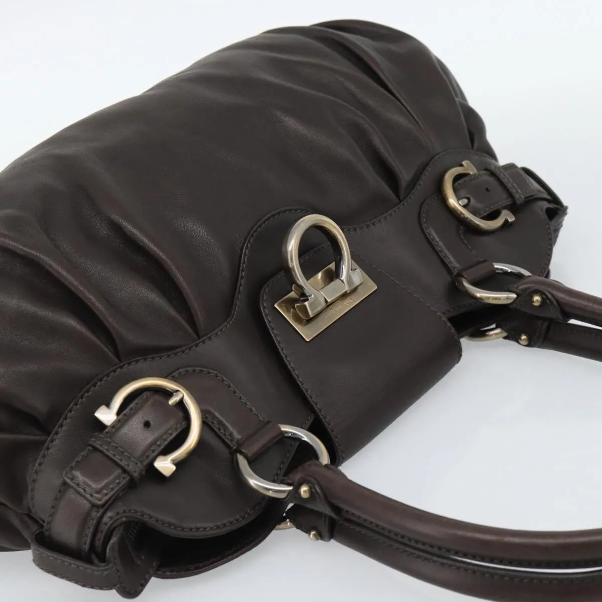 Salvatore Ferragamo Marisa Leather Brown Leather Handbag (Pre-Owned)