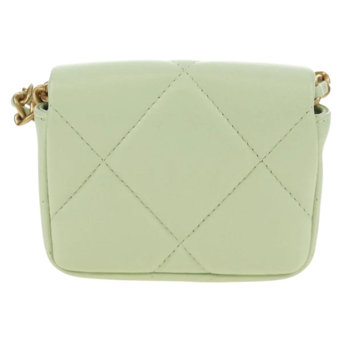 Chanel 19 Convertible Flap Coin Purse With Chain Quilted Lambskin Green Leather Shoulder Bag Bag (Pre-Owned)