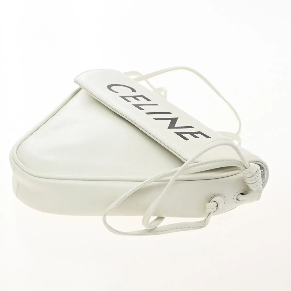 Celine Triangle Leather White Leather Shoulder Bag Bag (Pre-Owned)