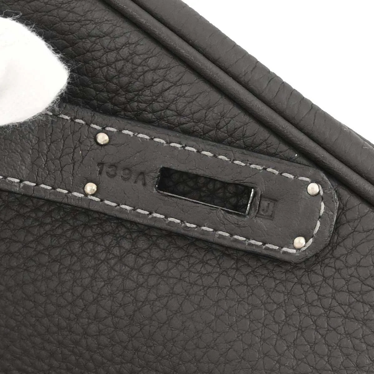 Hermes Birkin Handbag Grey Clemence With Palladium Hardware Gray Leather Handbag (Pre-Owned)