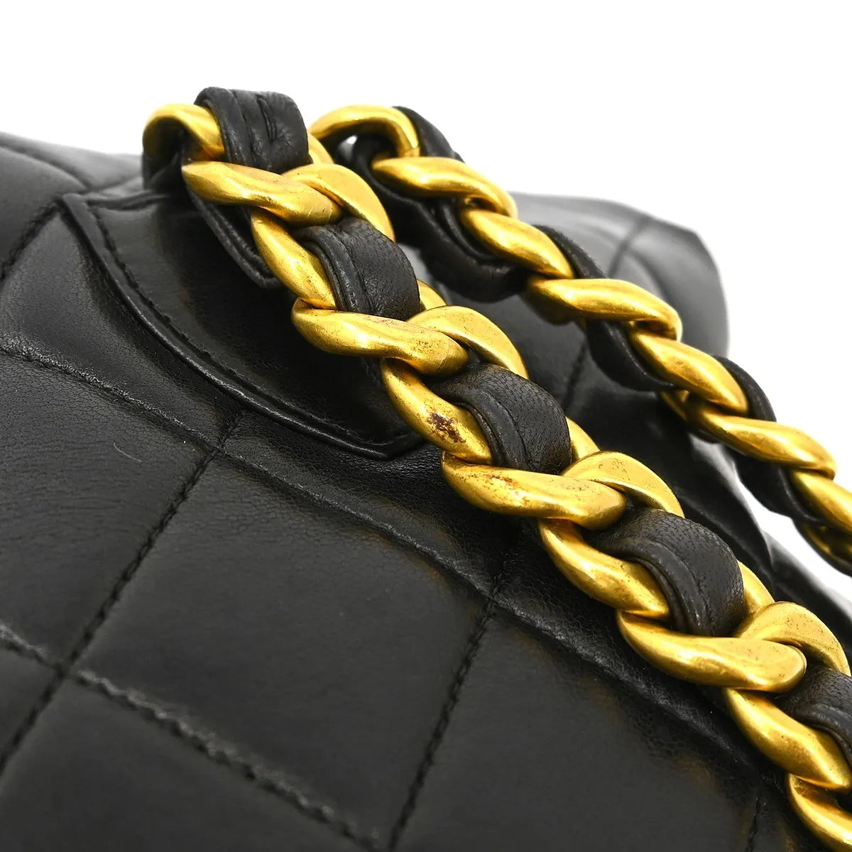 Chanel Vintage Cc Pocket Quilted Lambskin Black Leather Backpack Bag (Pre-Owned)