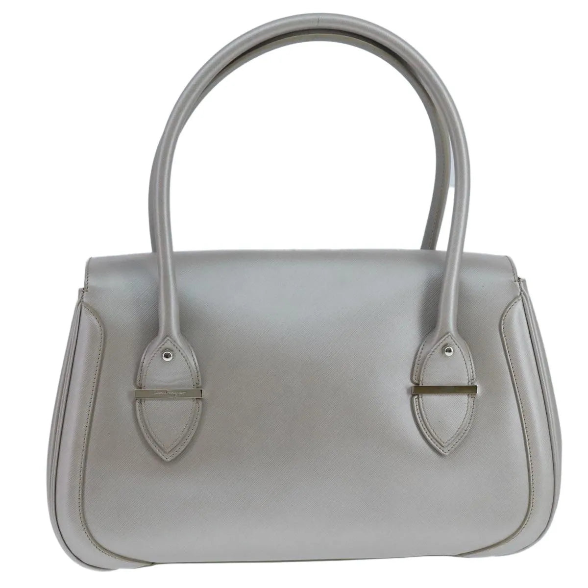 Salvatore Ferragamo Virna Satchel Leather Silver Leather Handbag (Pre-Owned)