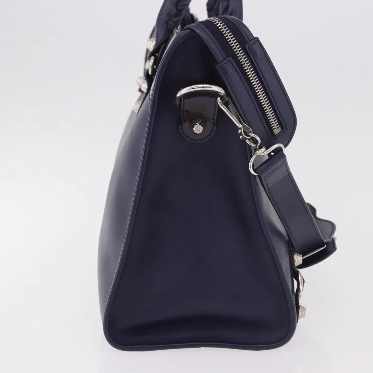 Balenciaga Holiday City Giant Studs Matte Calfskin Navy Leather Handbag (Pre-Owned)