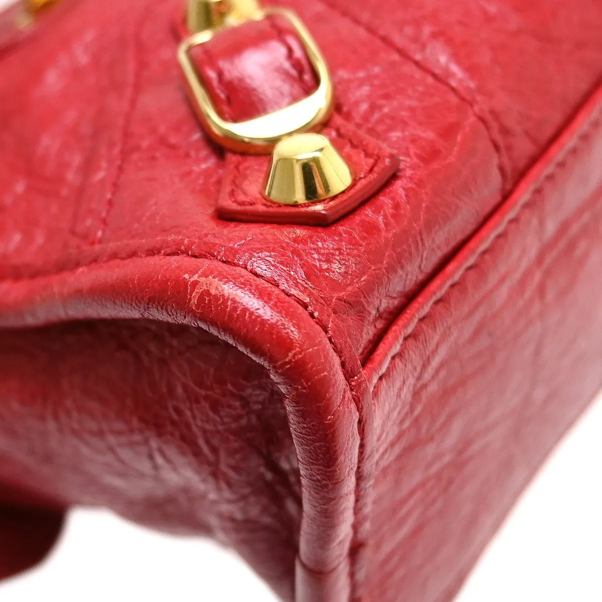 Balenciaga City Classic Studs Leather Red Leather Handbag (Pre-Owned)
