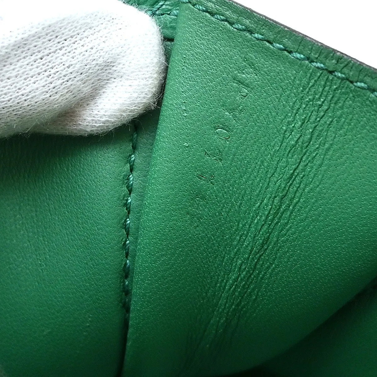 Hermes Jige Elan Clutch Epsom Green Leather Clutche & Pouche Bag (Pre-Owned)