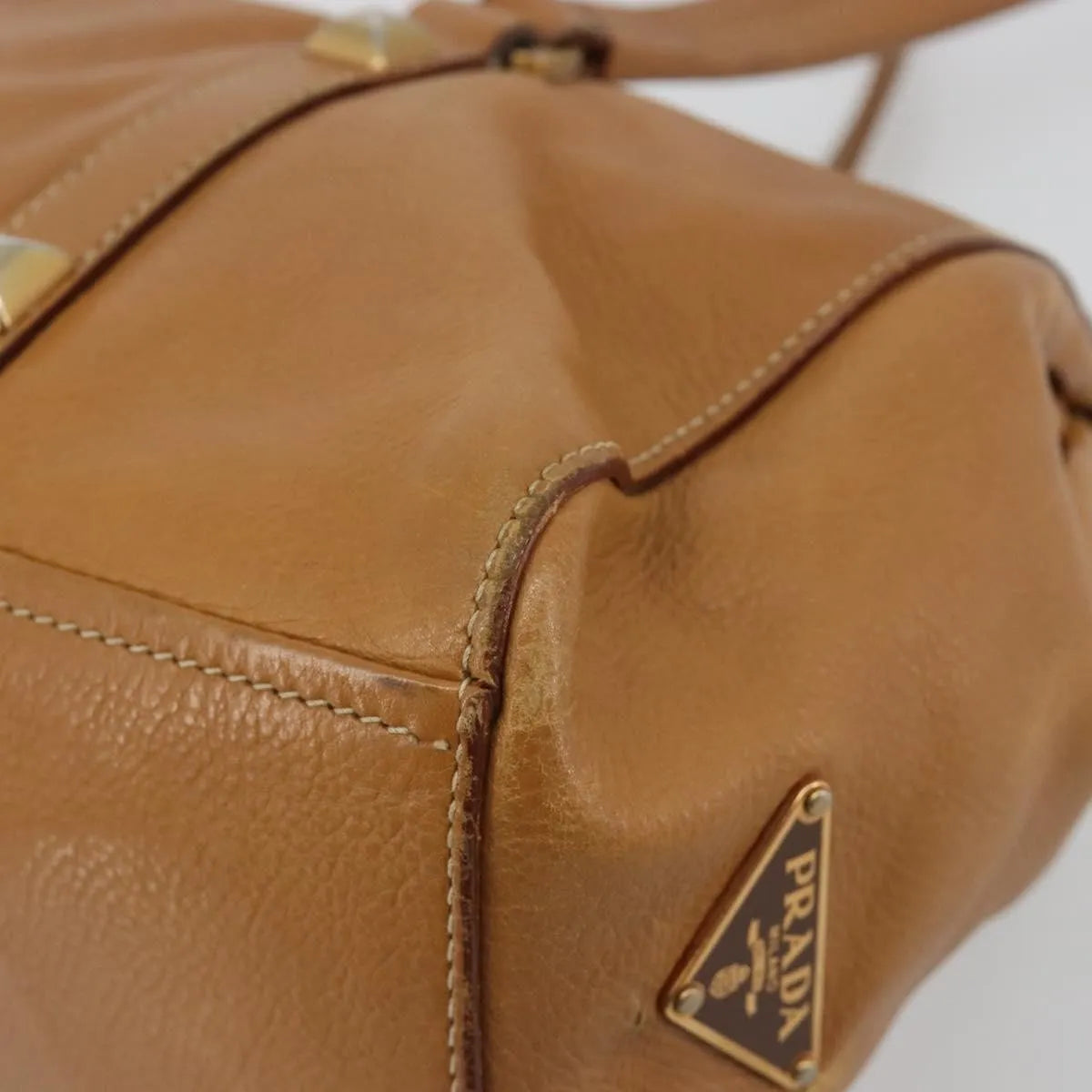Prada Convertible Shopping Tote Saffiano Leather Saffiano Leather Beige Leather Tote Bag Bag (Pre-Owned)