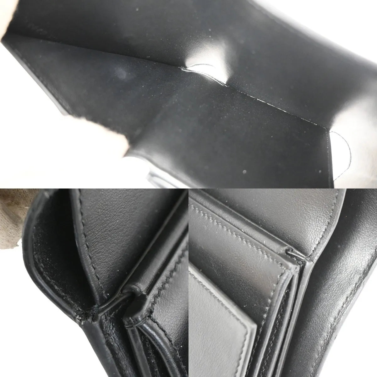 Celine Triomphe Trifold Leather Black Leather Wallets Accessory (Pre-Owned)